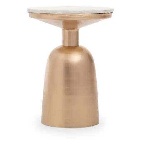 Interiors by Premier Side Table Amira Rose Gold Finish/White Marble Top