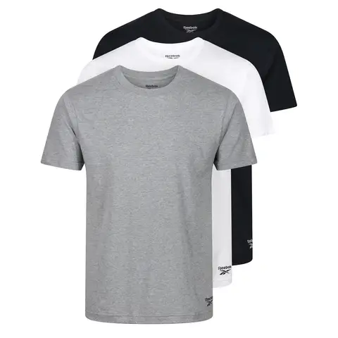 Reebok SANTO T-shirt met boordenkant - zwart/wit/grijs melkchocolade - L