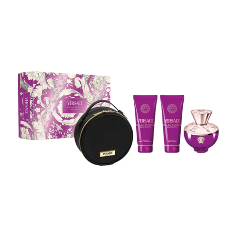 Versace Dylan Purple Geschenkset 300 ml EdP Spray 100ml/Körperlotion 100ml/Duschgel 100ml/Tasche