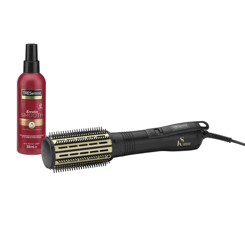 TRESemmé Keratin Smooth Marula Smooth Volume Hot Air Styler – 800W Power, Keratin & Marula Oil, Two Heat Settings – Black/Gold, 2776BU