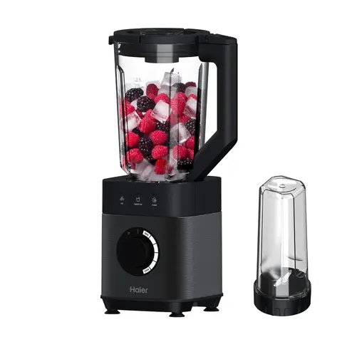 Haier Series 5 Multi Blender with Glass Jug and Smoothie Bottle - 1200W Motor, 6 Tiered Blades, 1.7L Jug, 0.6L Tritan Cup, HBL5B2