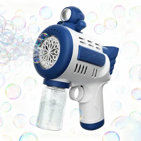 TOKKY Children's Bubble Gun, Dreamy High-Density Bubbles, 14500 Lithium Battery Long Battery Life, 360° Leak-Proof Design, Cute Replaceable Doll Head, One-Button Operation, Ready-to-Play Bubble Toy - Astronaut Design