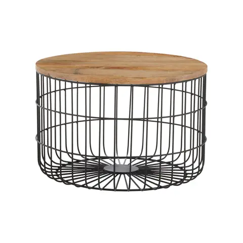Interiors by Premier Side Table Pali Round Mango Wood Top Black/Natural