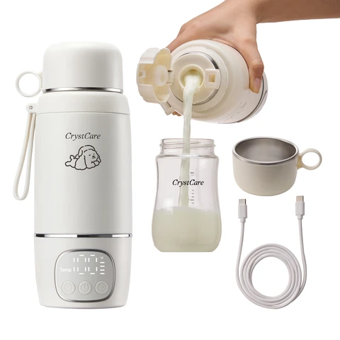 Portable Baby Bottle Warmer (Travel Dedicated) - 500ml large capacity, supports heating breast milk and water; integrates heating, warming and disinfection functions; 800W high-power output for rapid heating; equipped with 16000mAh large-capacity battery for long-lasting battery life.