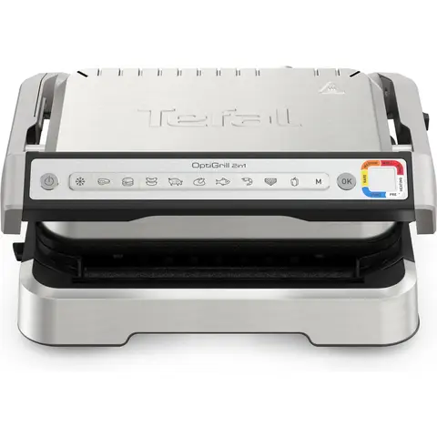 Tefal OptiGrill 2in1 Intelligente Contactgrill & BBQ | 9 Automatische Programma's | Kookniveau-indicator | 180° Openbaar als Barbecue | 4 Temperatuurstanden | Afneembare Vaatwasbestendige Platen | 2100W | GC772D