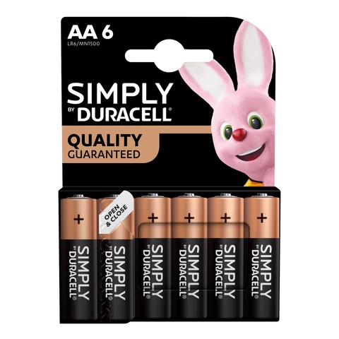 Duracell Simply AA Alkaline Batteries - 6 Pack