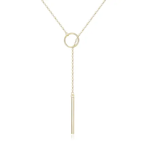 Ever Faith Long Lariat Necklace, 925 Sterling Silver Pendant, Circle Vertical Customized Bar Necklace, Adjustable Y Necklace
