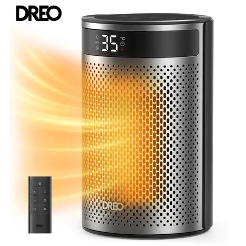 Chauffage d’Appoint Électrique DREO Écoénergétique - 1500W Céramique PTC, Silencieux 34dB, Minuterie 12h, Protection Sécurité 8 Couches, Télécommande, Atom 416