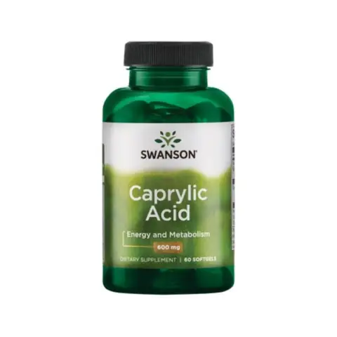 Swanson Caprylic Acid Gut Health 600mg Digestive Support Capsules - 60 Capsules