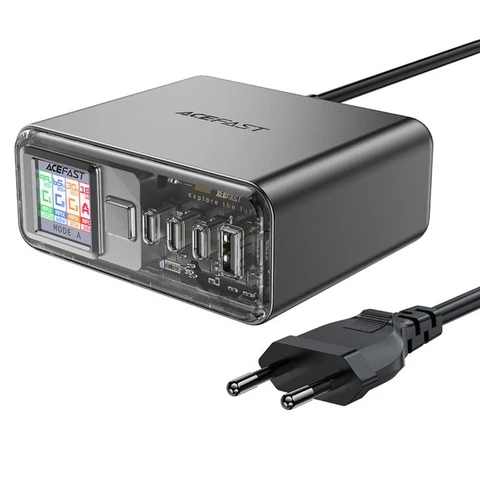 Acefast Z4 PD 218W GaN 3x USB-C + USB-A Mehrzweck-Adapter mit 4 Ports – Grau