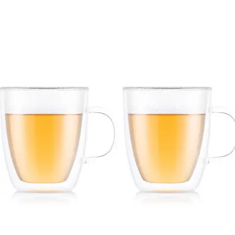 Bodum BISTRO Jumbo Mug Set of 2 - 450 ml Double-Walled Thermo Glasses with Handle