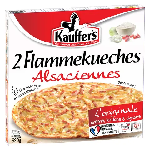 KAUFFER'S Flammekueches Alsaciennes 100% France et sans nitrites x2 520g
