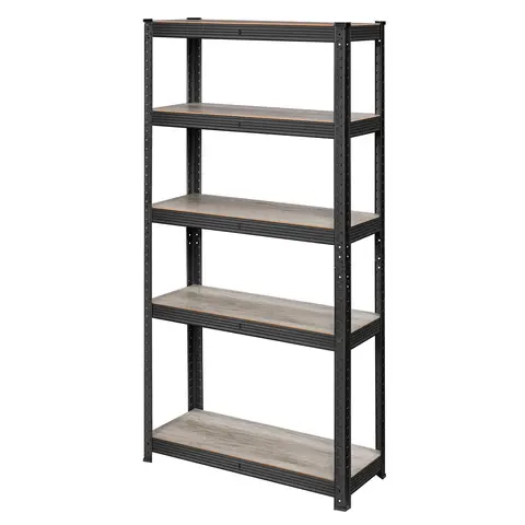 SONGMICSHOME  5-Tier Shelving Unit, Steel Shelving Unit for Storage, Load Capacity 650 kg, 30 x 75 x 150 cm, Greige