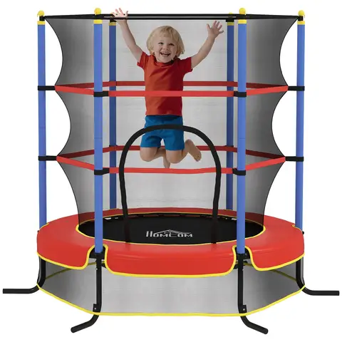 HOMCOM 6FT Kids Trampoline for Toddlers with Safety Net Enclosure Outdoor Indoor for Age 3-10 Years, Blue