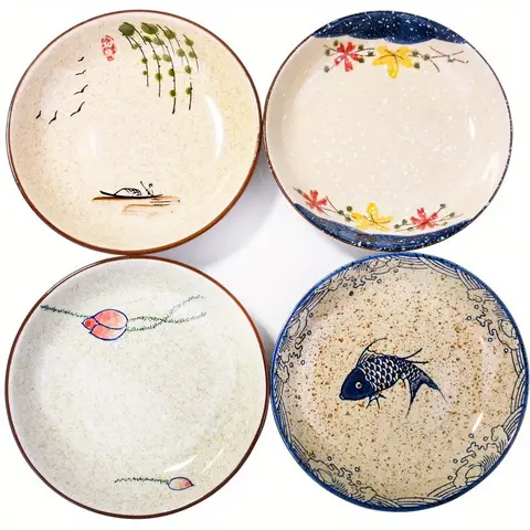 YumiPLUS Lot de 4 assiettes plates rondes