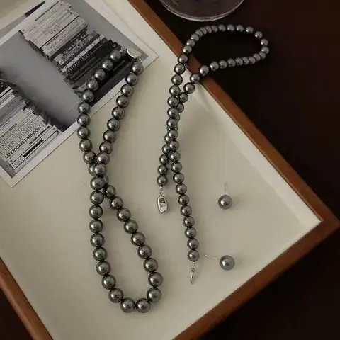 Voxis XL24 10mm parelketting - veelzijdige, luxe en hoogwaardige parelketting in donkergrijs