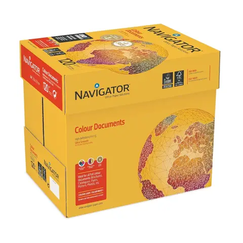 Navigator A4 Colour Documents Printer Paper White 120gsm Box of 8 reams