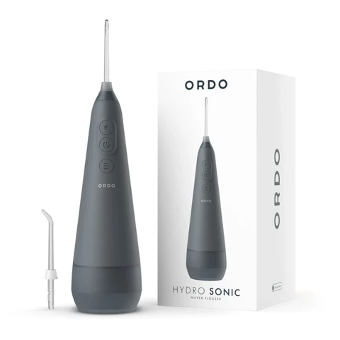 Ordo Hydro Water Flosser, Cordless Waterproof Oral Irrigator, 3 Pressure Settings, Portable, Rechargeable Electric Sonic Flosser, Charcoal Grey
