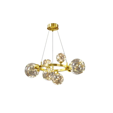 Homary Miglobe Gold 6-Light Glass Globe LED Chandelier with Adjustable Cable