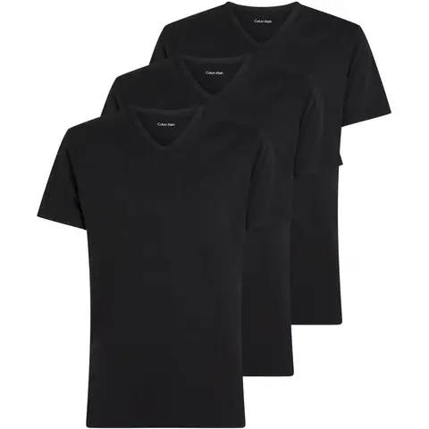 Calvin Klein Short Sleeve V-Neck-Kragen 3er-Pack - Stoffmischung aus Baumwolle mit Stretch - Herrenhemd, Schwarz, 3XL