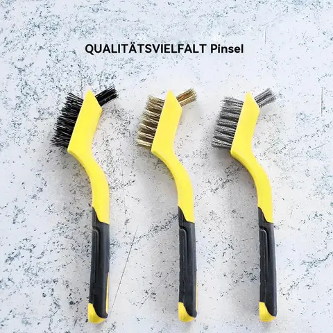 JORDAN&JUDY Doppelkopf-Bürstenset mit harten Borsten, kupferbeschichtetem Edelstahl-Draht, Doppelkopfbürste - 3-teiliges Set Gelb