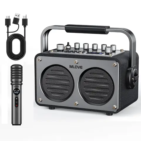 MLOVE Rangers S1 Karaoke Machine for Adults with 2 Wireless Microphone, Bluetooth 5.4 200W Portable PA Speaker,REC, EQ Sound Effects, Instrument Input - Ideal for Home,Outdoor Parties Friends and Families Gifts