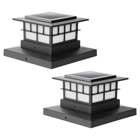 LUTEC 2-Piece Solar Pole Cover & Fence Light, IP65 Waterproof, 3000K Warm White LED for 4x4, 5x5, 6x6 Wooden/Vinyl Poles, Garden & Deck Decoration