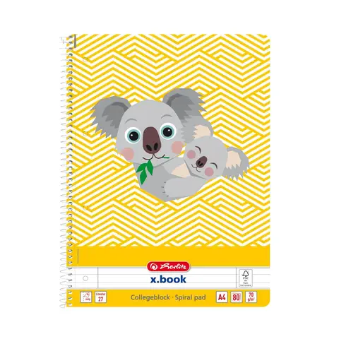 Herlitz Spiralblock A4 lineatur 27 süße tiere koala 80 blatt liniert
