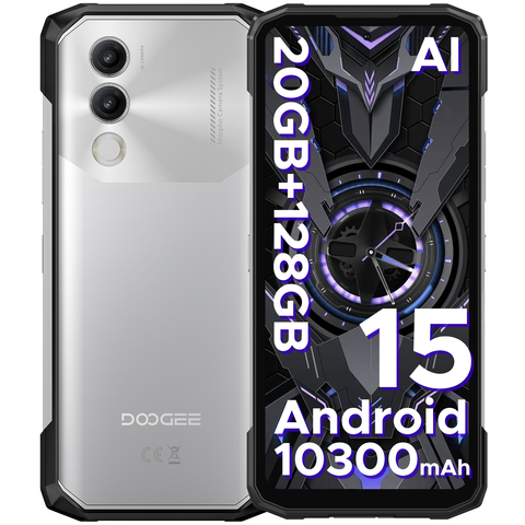 DOOGEE Blade 20 Rugged Smartphone, Android 15, 10300mAh Big Battery, 6.6" 90Hz HD+ IPS Display, 20GB RAM+128GB ROM, 16MP AI Camera, Triple Card Slot, SIM-Free & Unlocked