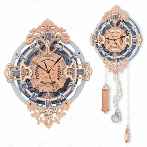 Robotime ROKR puzzle 3D en bois horloge murale notes romantiques - 29,8 x 10,7 x 66,4 cm 1 pièce, décoration à la maison, décoration d’étagère,Cadeaux artisanaux pour adultes et adolescents,Jouets éducatifs