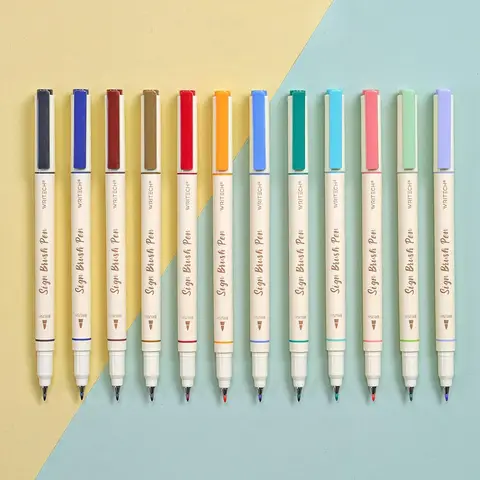 WRITECH Arts Sign Brush Pen 12 Assorted Multi Colors