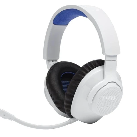 JBL Quantum 360P für PlayStation, kabelloses digitales Over-Ear-Headset mit 2,4 GHz oder Bluetooth, weiß und blau