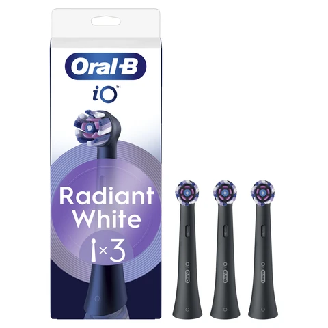 Oral-B Série iO Blancheur Noire, Brossettes rondes de rechange Authentiques, Convient aux Gencives sensibles, 3