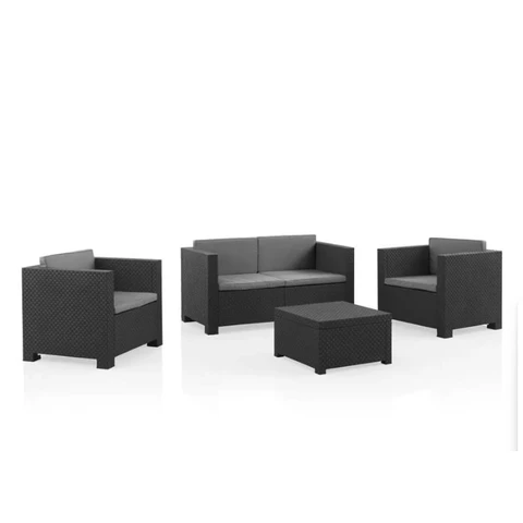 SP Berner Diva Comfort Graphite tuinset – premium 4-persoons loungeset – duurzame opbergoplossing van gerecycled kunststof, gemaakt in Spanje