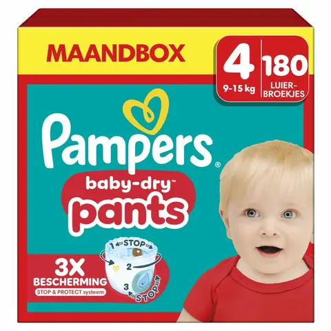 Pampers Baby-Dry Broekjes Maat 4 – 180 Luierbroekjes (Maandbox)