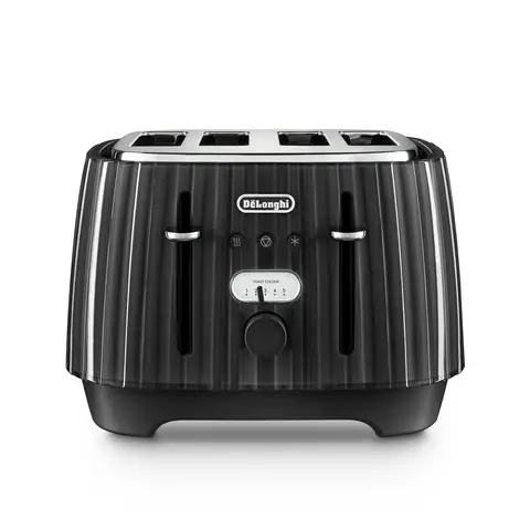 De'Longhi Ballerina 4 Slice Toaster, Extra-Wide Slots, Furnace Black - CTD4003.BK
