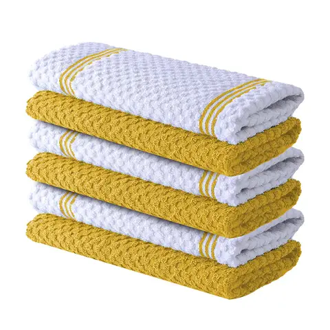JORDAN&JUDY 6-Pack Yellow Kitchen Towels, Soft & Durable, Highly Absorbent, Lint-Free, 40x66cm