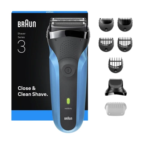 Braun Series 3 Shave&Style 310BT Electric Shaver, Wet & Dry Razor for Men, Black/Blue