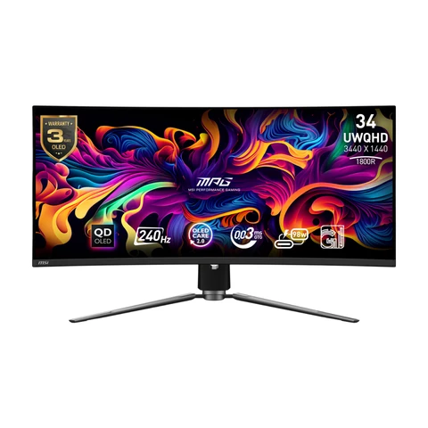 MSI MPG 341CQPX QD-OLED 34" Gaming Monitor | UWQHD | 240 Refresh Rate | Adaptive Sync | Curved Design