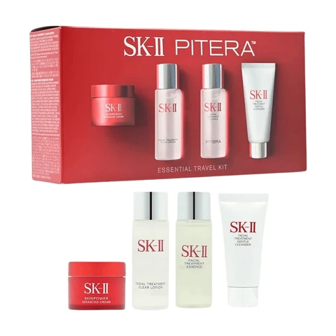 SK-II 4-Piece Set (Cleansing 20g + Lotion 30ml + Essence 30ml + Red Cream Moisturising 15ml)