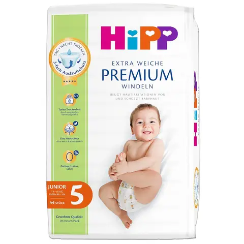 HiPP Extra Soft Premium nappies size 5 Junior (11-16 kg) 44 pieces