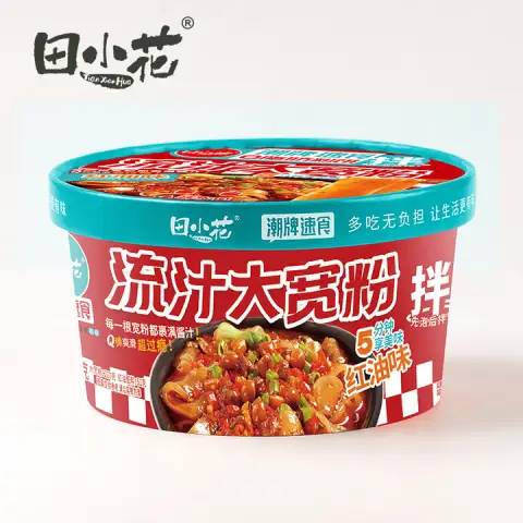 Tian Xiaohua 0 Fat Wide Noodle Capsicol Flavor271g 田小花碗装0脂流汁大宽粉红油味271g