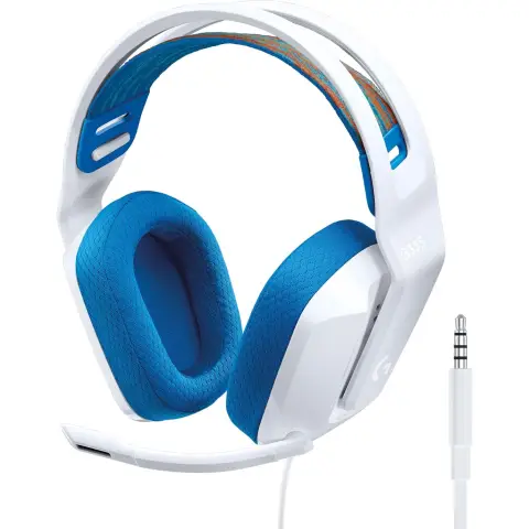 Logitech G335 Kabelgebundenes Gaming-Headset, Flip-to-Mute-Mikrofon, 3,5-mm-Klinke, Ohrpolster aus Memory-Schaum, Leicht, Kompatibel mit PC, PlayStation, Xbox, Nintendo Switch - Weiß