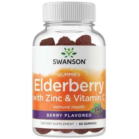 Swanson Elderberry Gummies Berry Flavour with Zinc and Vitamin C - 60 Gummies