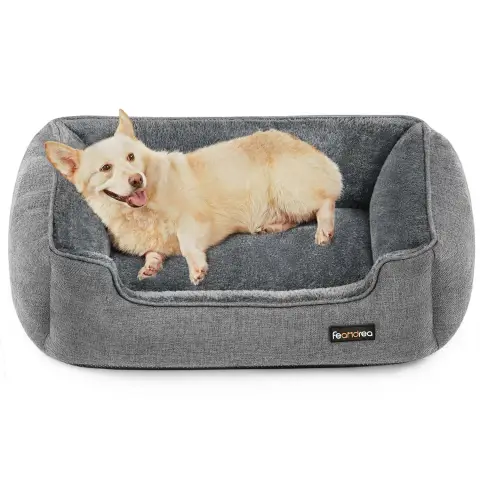 FEANDREA 100% Polyester Pet Bed, Dog Bed,  Dog Sofa Bed, 90x75x25cm, Light Grey