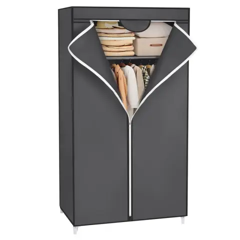 SONGMICS Wardrobe, with Hanging Rail, 75x45x160cm, Grey