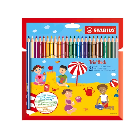 STABILO Trio Crayons de couleur épais, Couleurs assorties, Lot de 24