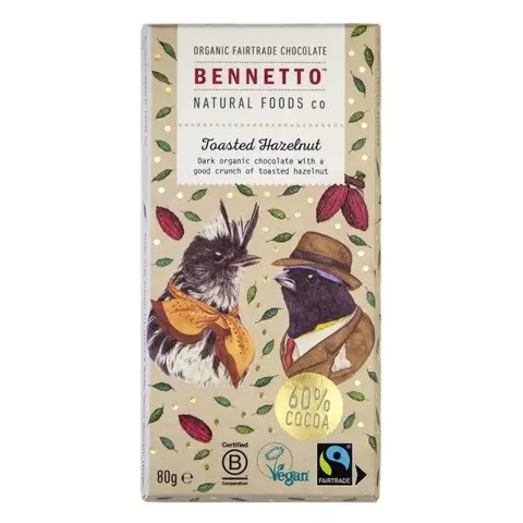 Bennetto Dark with Toasted Hazelnuts 80g