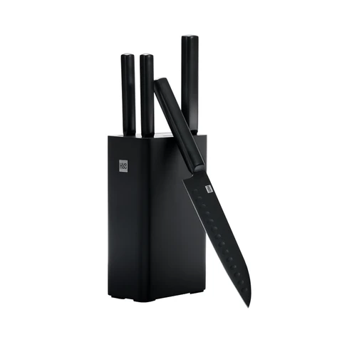 Huohou High-Carbon Stainless Steel Kitchen Knife Set – 50Cr15MoV Blades with Food-Safe Nano Nonstick Coating, Ergonomic Handle, Corrosion & Wear Resistant, Modern Matte Black Minimalist Design