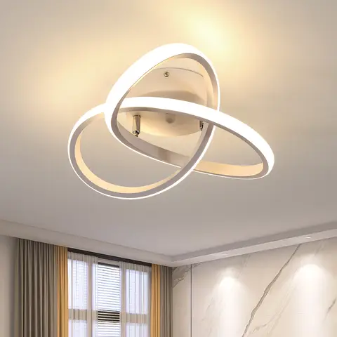 Goeco Moderne LED-Deckenleuchte 30W Chrom Blumenform 4500K Natürlich Weiß für Schlafzimmer Wohnzimmer Küche Flur